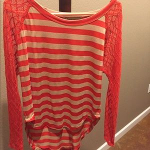 Top with lace sleeves